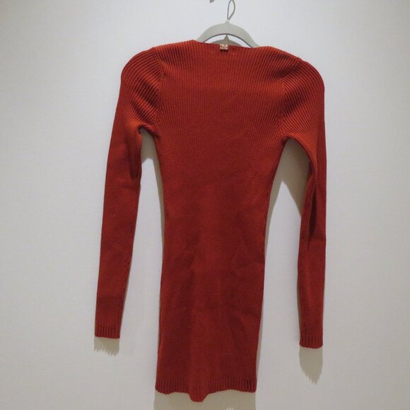 FOR LOVE & LEMONS KNITZ Annie Zipper Mini Dress in Ochre Bodycon Ribbed Size XS - Picture 9 of 16